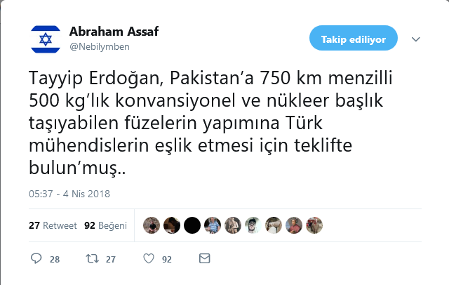 Abraham Assaf Twitter'da Tayyip Erdoğan, Pakistan’a 750 km menzilli füze teklifi.png