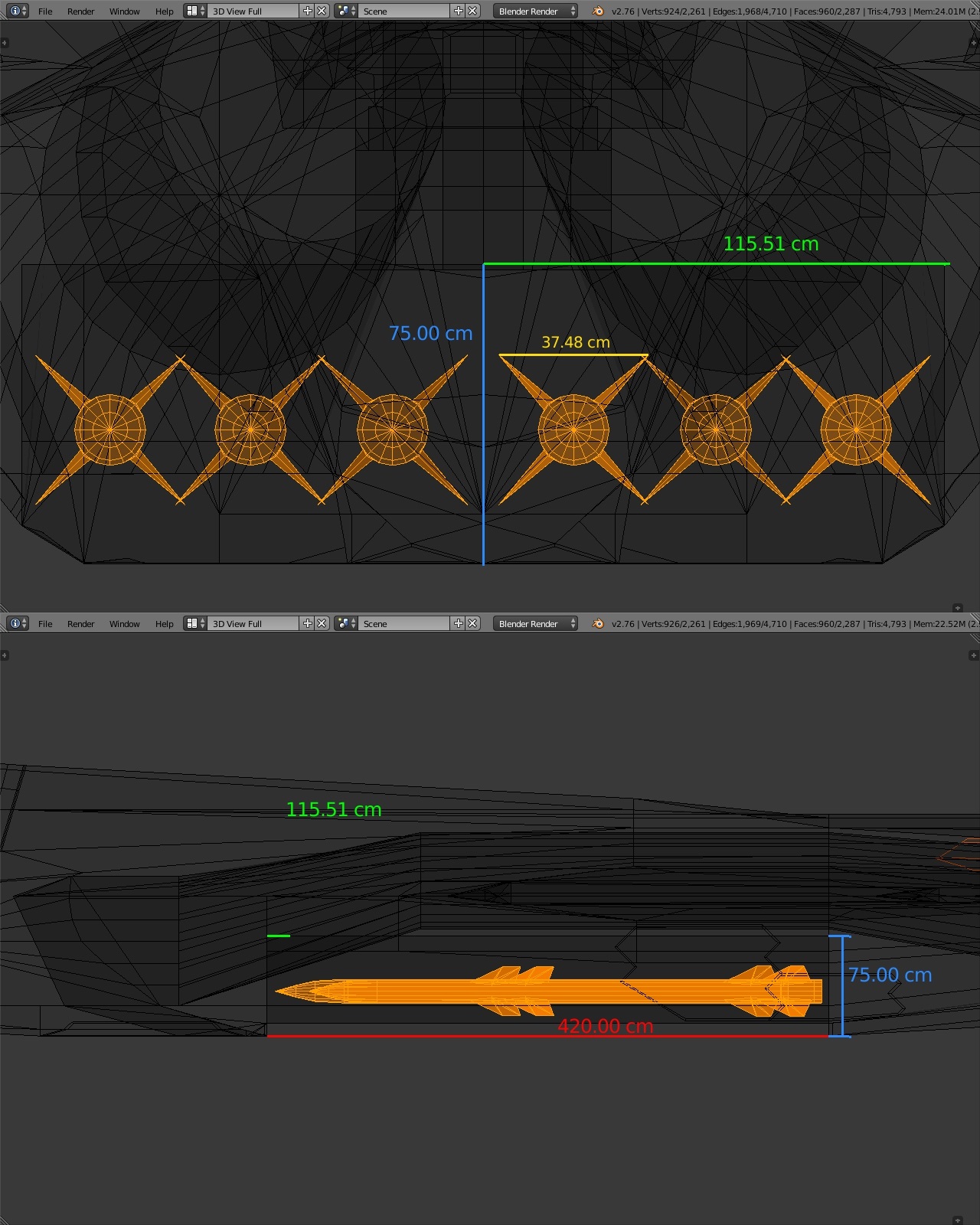 AMCA Blender, 1 sep'26, 6x staggered Astr-2 short-fin AAMs in IWB, Edit mode,Wireframe view, A...jpg