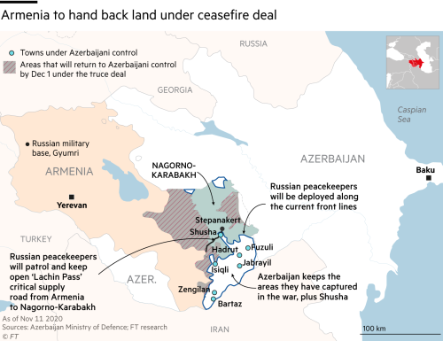 Map showing Armenia to hand back land under ceasefire deal in Nagorno-Karabakh conflict