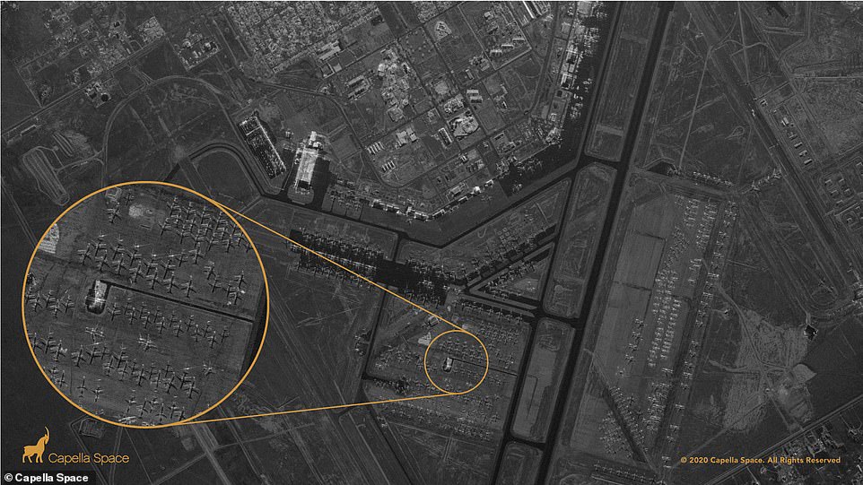 American Airlines retires its McDonnell Douglas MD-80 aircraft and Airbus A300-600R jetliners at the Roswell Air Center in New Mexico. The satellite captured images of aircraft and their shadows reveal granular details such as the size of a cockpit, fuselage, wings and engines. The satellite, called Capella-2, is strapped with cameras, sensors and uses Synthetic Aperture Radar (SAR) that operates regardless of air visibility, cloud covering or time of day