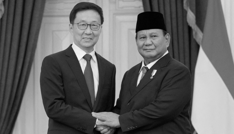 China's Vice President Han Zheng and Indonesia's President Prabowo Subianto in Jakarta, Indonesia, 20 October 2024.