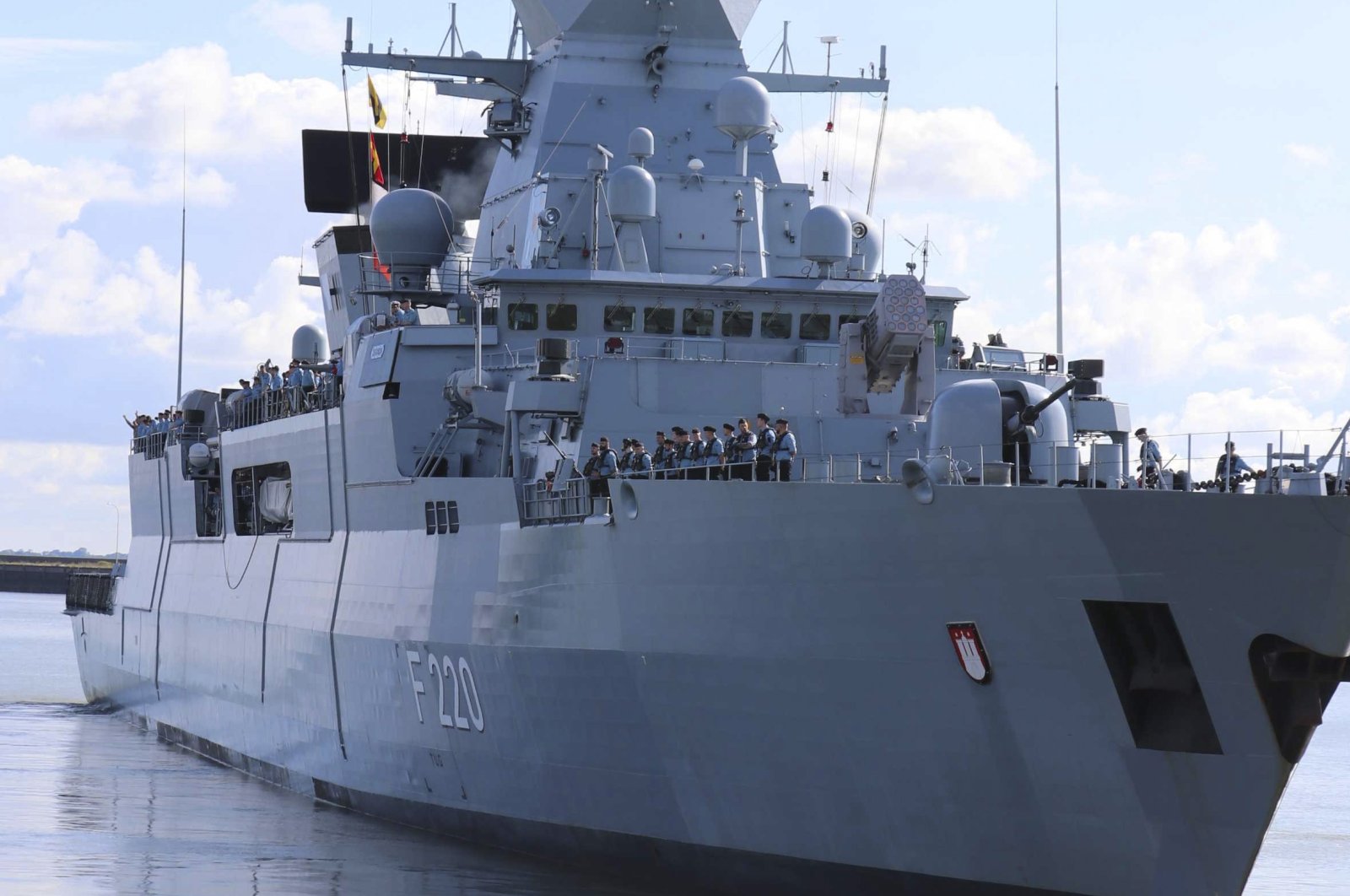 German frigate Hamburg, which is taking part in Operation Irini, on Sept. 11, 2020 (File Photo)