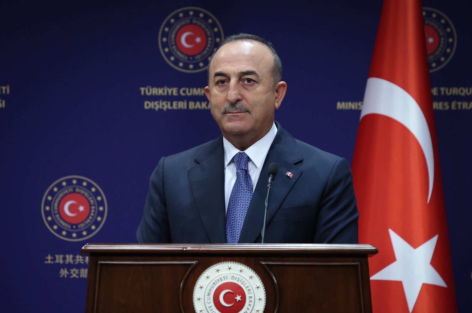 Foreign Minister Mevlüt Çavuşoğlu attends a joint press conference, in Ankara, Turkey, Sept. 2, 2021 (AA Photo)