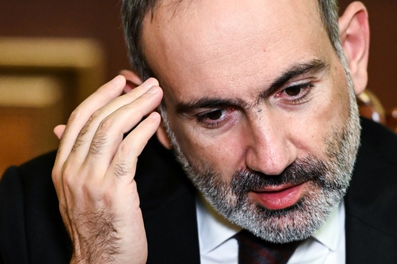 Armenian Prime Minister Nikol Pashinyan gives an interview in Yerevan on Oct. 6.
