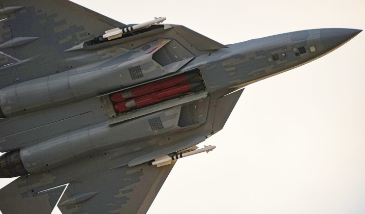 Su-57 with Kh-58UShKE Anti-Radiation Missiles