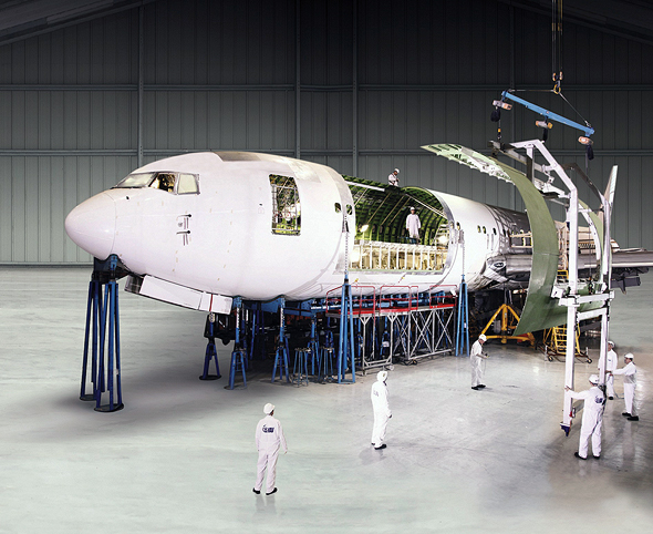 A passenger jet being converted at an IAI facility. Photo: IAI