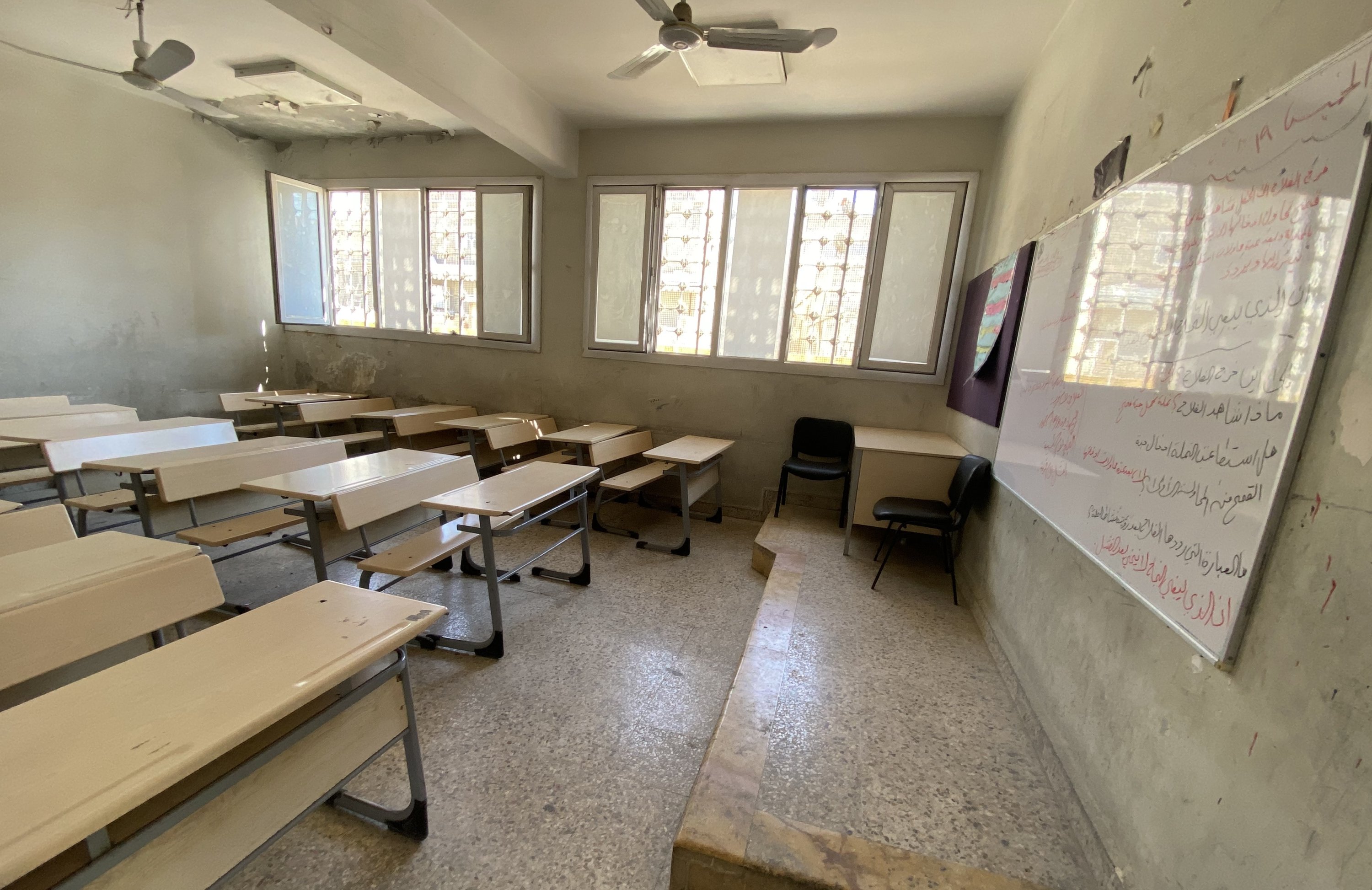 A classroom in a school reconstructed with the support of Turkey is seen in Azaz, northern Syria, Aug. 23, 2021. (AA Photo)