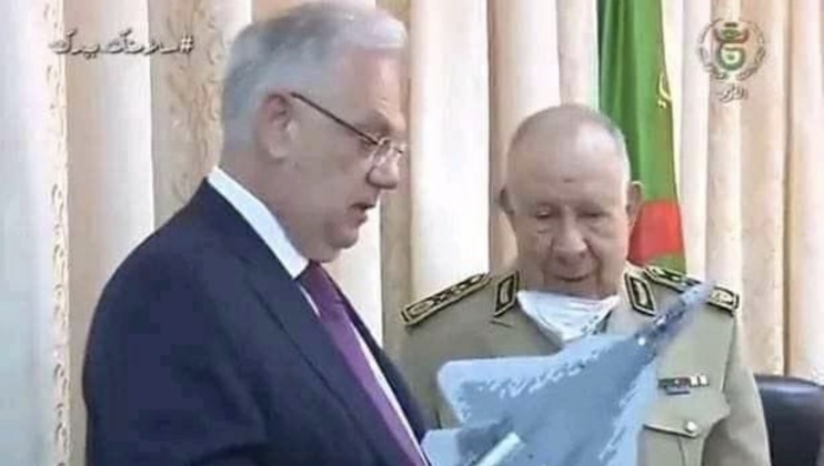 Dimitry Shugayev and Said Chengriha with Su-57 Fighter Model in Algeria in 2020
