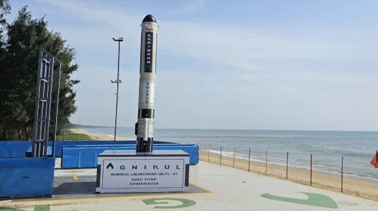 Agnibaan Suborbital Technology Demonstrator at Agnikul Cosmos' private launchpad in Sriharikota