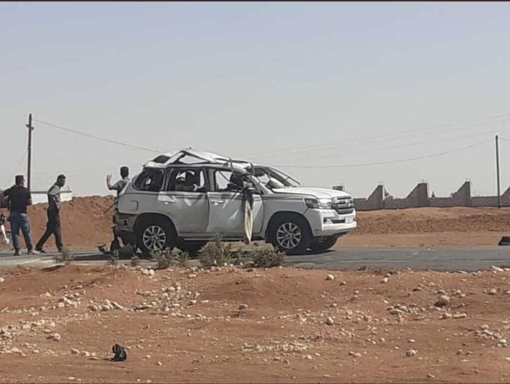 The car carrying a senior PKK terrorist was targeted during a Turkish operation in Qamishli, northeastern Syria, Sept. 28, 2021. (AA Photo)