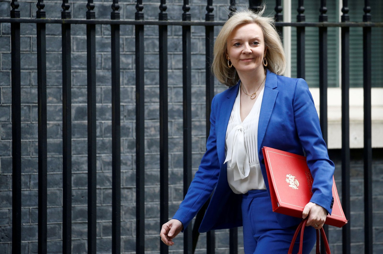 Britain's Secretary of State of International Trade and Minister for Women and Equalities Liz Truss is seen outside Downing Street, as the spread of the coronavirus disease (COVID-19) continues, in London, Britain, March 17, 2020. (Reuters Photo)