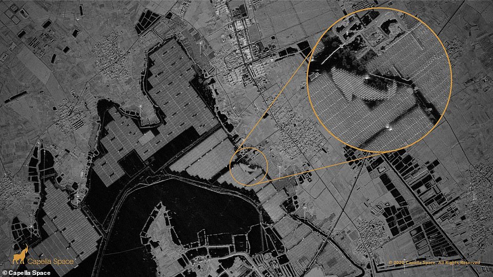 Pictured is a Solar Farm at Tiangang Lake, China, which shows the satellite could be used to gauge the power output