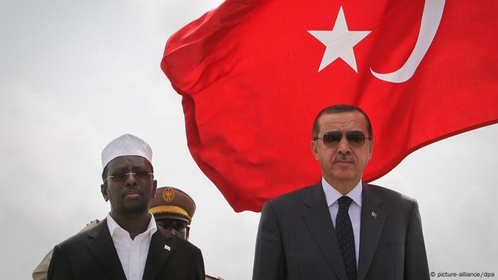 Turkish President Erdogan with Somali President Sheik Sharif Sheik Ahmed in Somalia