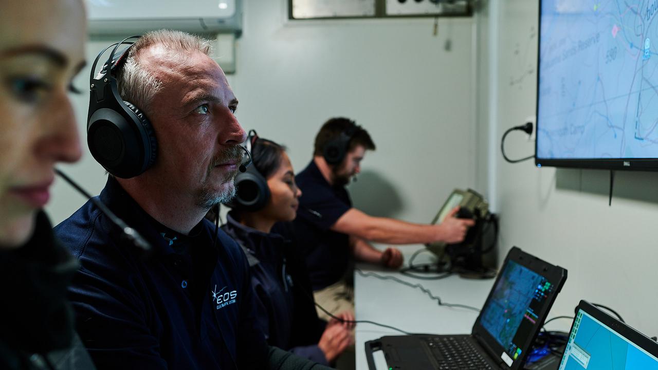 Australian industry is thinking about the anti-drone challenge, with companies such as EOS developing electronic countermeasures. Above, an anti-drone control centre. Source: EOS