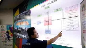 Erick Thohir, President of the Indonesia Asian Games Organising Committee (INASGOC), shows the Game's command centre during an interview with Reuters in Jakarta, Indonesia March 7, 2018. Picture taken March 7, 2018. REUTERS/Darren Whiteside