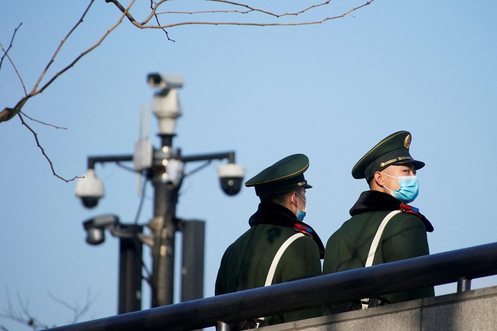Paramilitary officers in Shanghai, January 2022