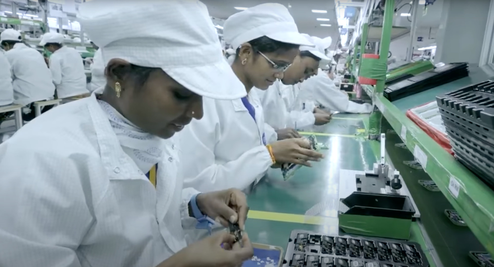 Workers are seen at an assembly line inside Foxconn Technology Group’s smartphone manufacturing complex in Sri City, a special economic zone located in Tirupati district in India’s southeastern state of Andhra Pradesh. Photo: YouTube