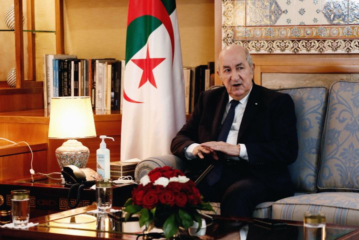 President Tebboune at his residence in Algiers.