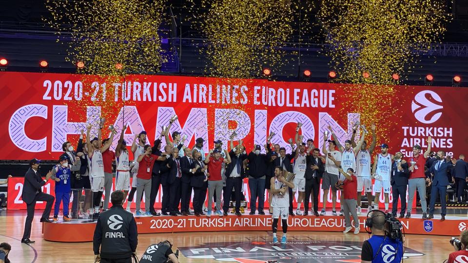 Anadolu Efes are crowned 2021 Turkish Airlines EuroLeague champions after beating Spain's Barcelona 86-81 in the final at the Lanxess Arena, in Cologne, Germany , May 30, 2021.