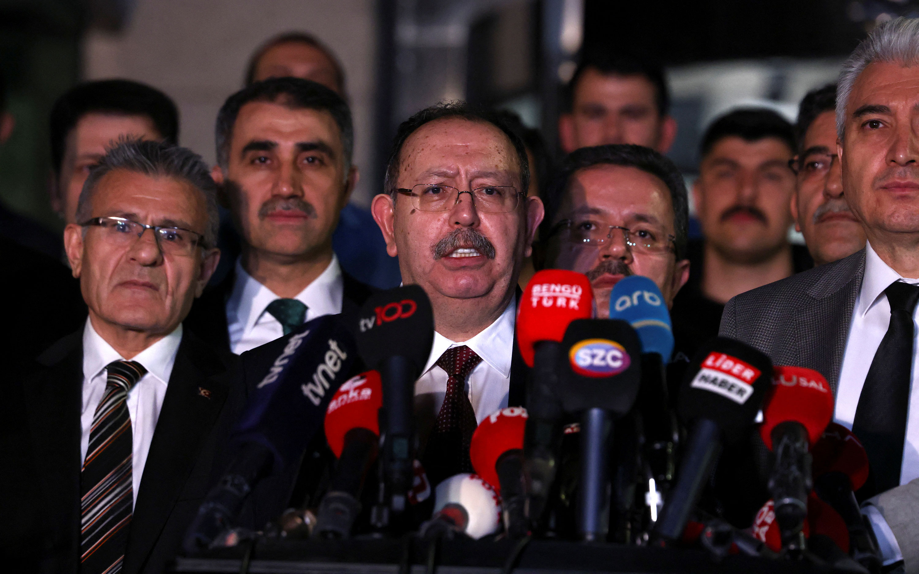 Ahmet Yener, chief of Turkey's Supreme Election Council, speaks to the media in Ankara, Turkey on May 15. 