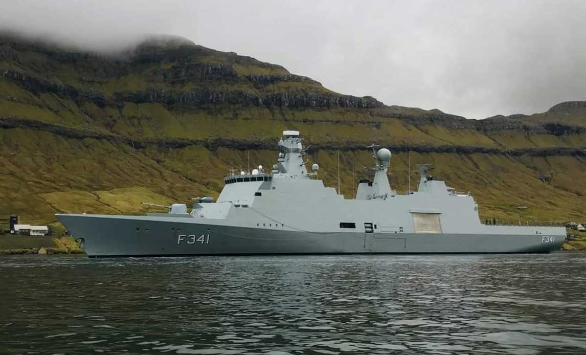 F341 ABSALON one of the Navy's ASW frigates, which must be equipped with TAS.  Here on patrol near Greenland.