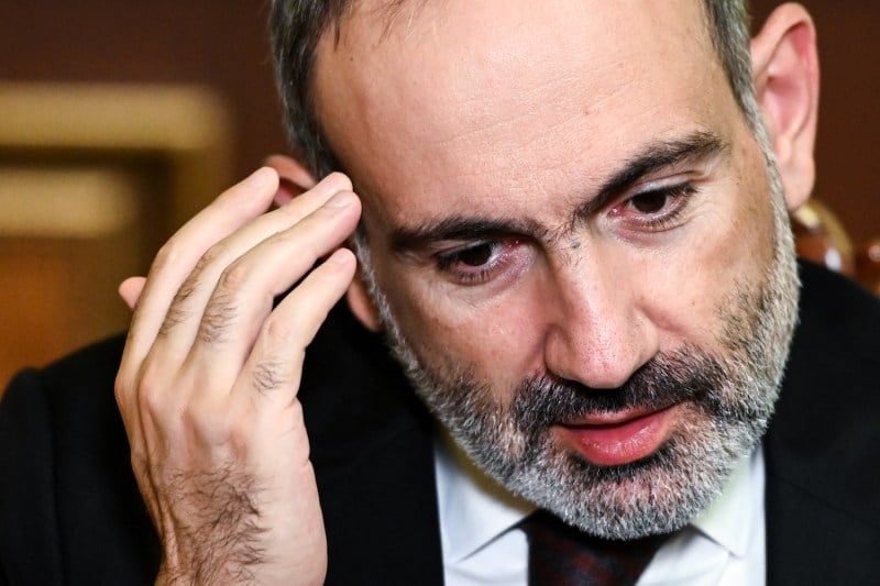 Armenian Prime Minister Nikol Pashinyan gives an interview in Yerevan on Oct. 6.