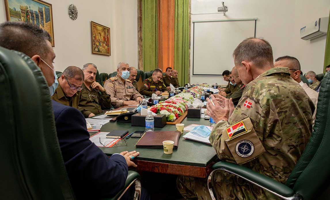 The Danish head of NATO's advisory mission in Iraq meets with Iraqi partners.