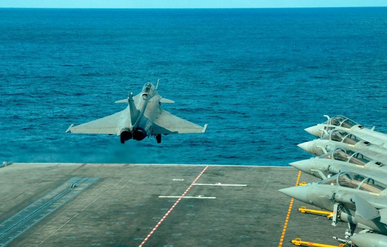 french-rafale-fighter-jet-is-catapulted-from-the-french-news-photo-1613768047.