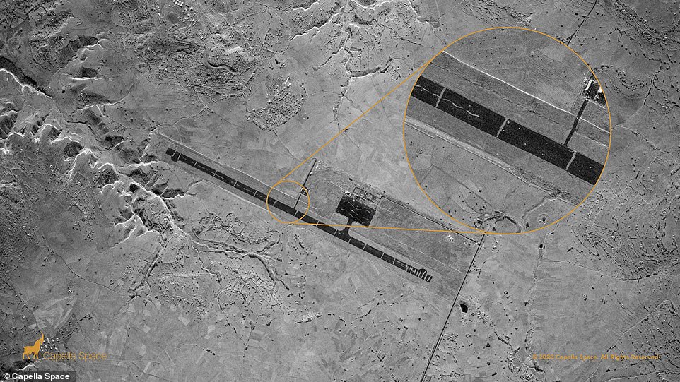 The firm says it is working on creating a satellite constellation of 36 devices that, combined, can monitor ‘anywhere in the world every ever hour.’ The Aksum Airport was heavily damaged during the Ethiopian Tigray conflict. Capella’s very high-resolution Spot image identifies 23 trenches dug perpendicularly across the runway to prevent its usage