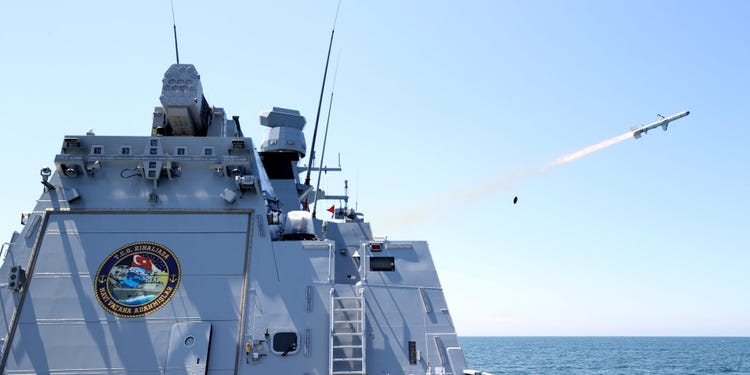 Turkey Kinaliada navy ship fires Atmaca anti-ship missile