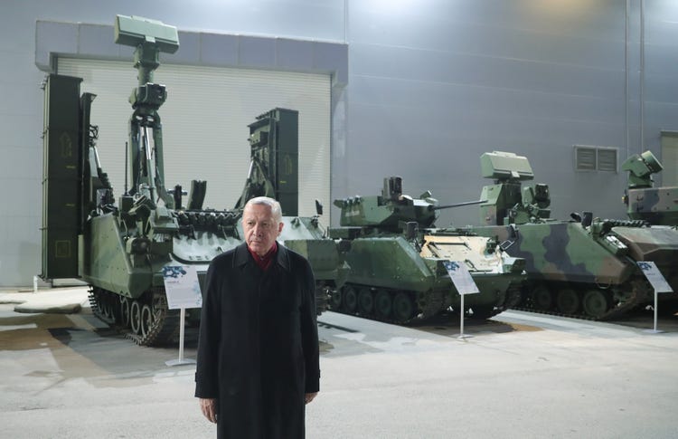 Turkey President Recep Tayyip Erdogan at military factory