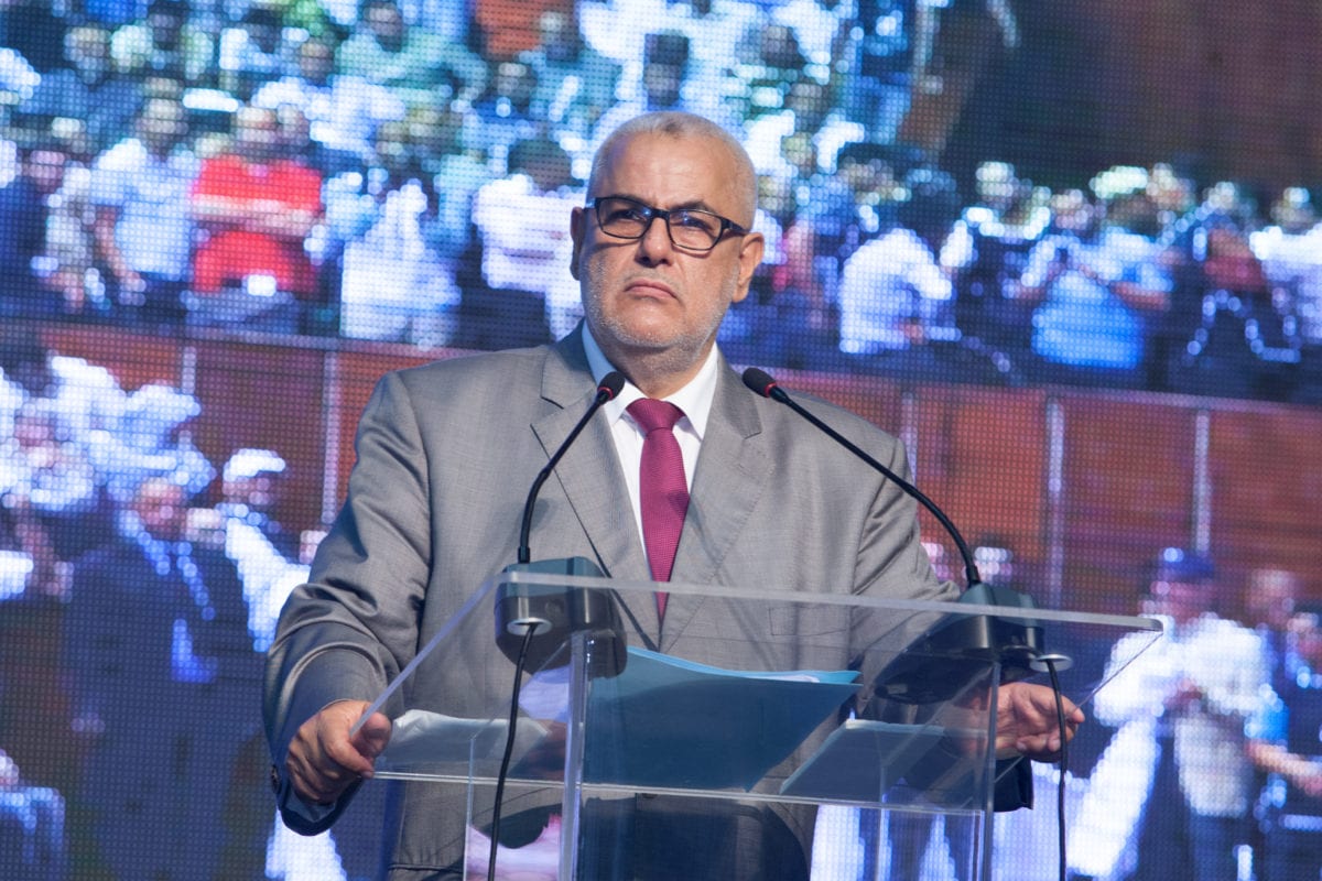Moroccan Prime Minister Abdelilah Benkirane delivers a speech during his election campaign ahead of the General elections in Morocco, on September 25, 2016 at the Prince Moulay Abdellah stadium in Rabat, Morocco. ( Jalal Morchidi - Anadolu Agency )