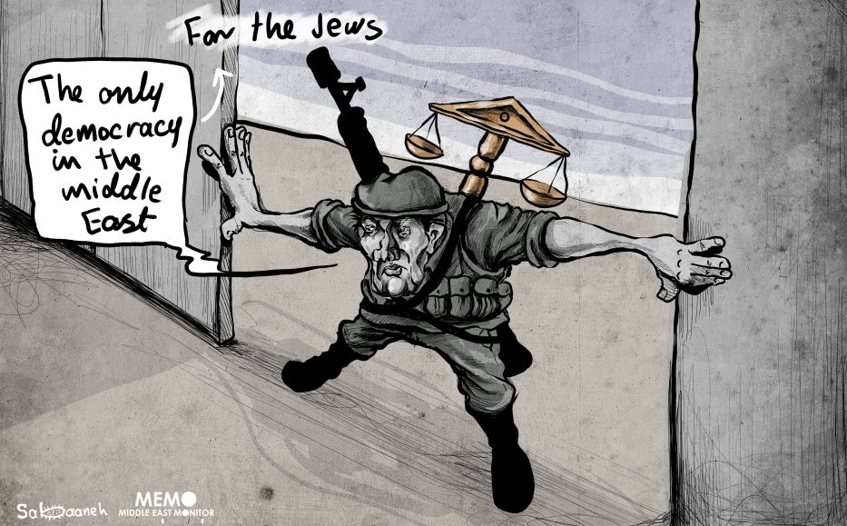 Israel has passed the Nation-State Law becoming officially an Apartheid State - Cartoon [Sabaaneh/MiddleEastMonitor]