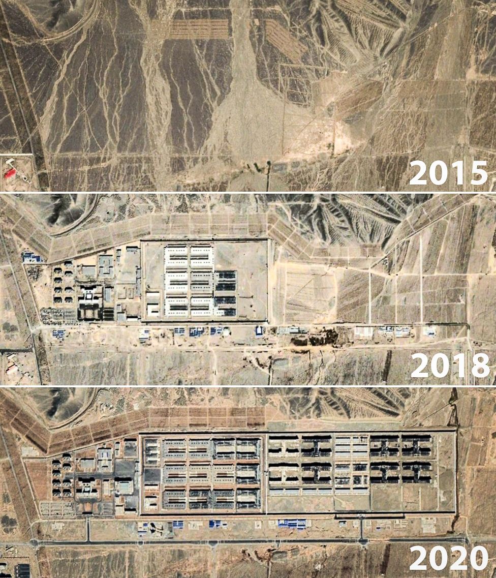 Satellite images show the rapid construction of a large camp near Dabancheng in Xinjiang Satellite images show the rapid construction of a large camp near Dabancheng in Xinjiang