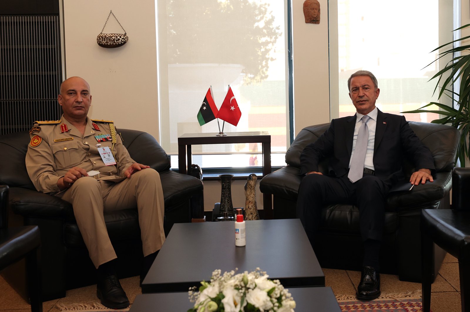 Defense Minister Hulusi Akar together with Libyan Chief of General Staff Muhammed Ali Haddad in Istanbul, Turkey, Aug. 17, 2021 (AA Photo)