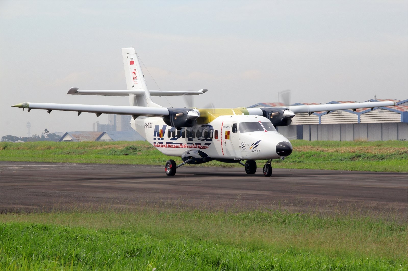 An Indonesian Air Force N219 aircraft lands after its test flight, Aug. 16, 2017. (Photo by Wikipedia)