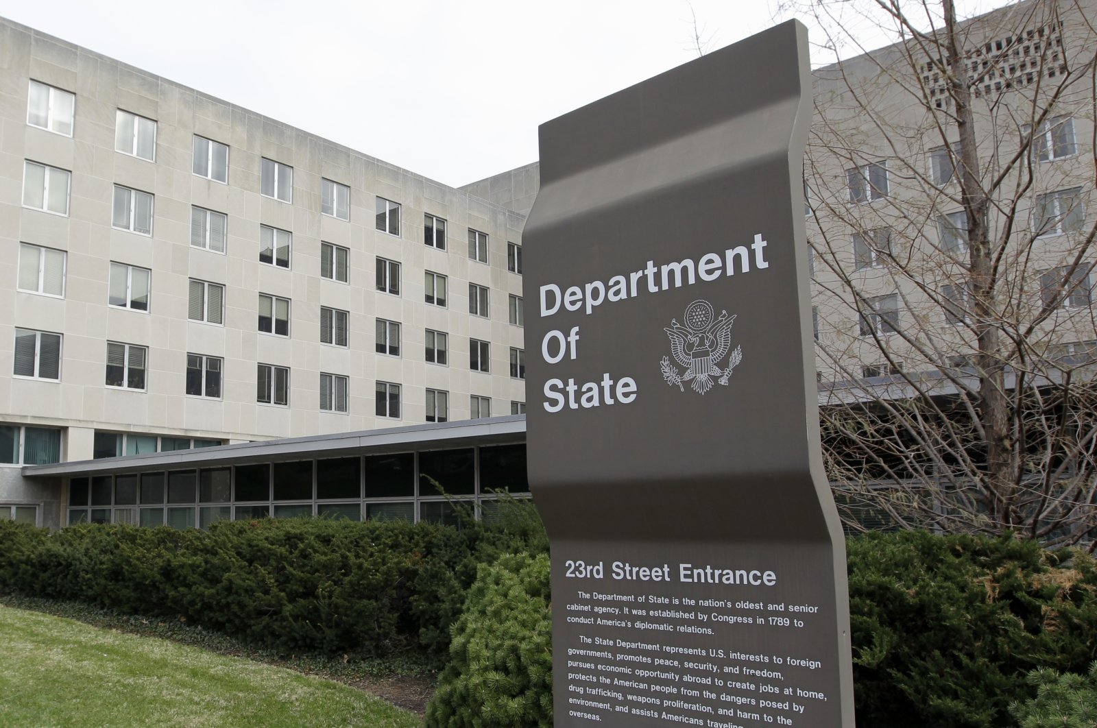  In this Dec. 15, 2014 file photo, the State Department is seen in Washington. (AP File Photo)