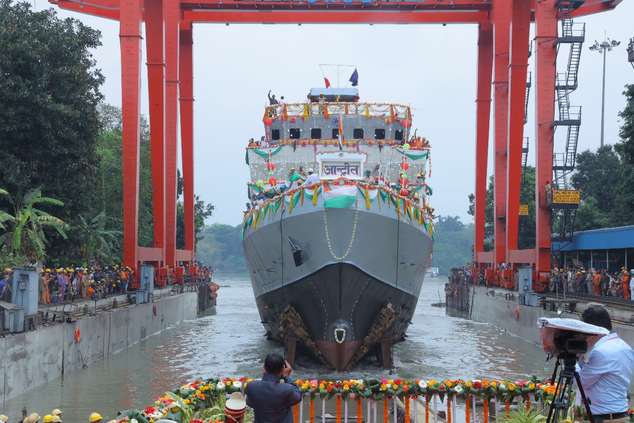 Launch of ‘Androth’, Second Ship of ASW SWC (GRSE) Project on 21 March 2023 at M/S (GRSE), Kolkata