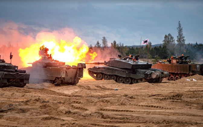 Tanks on firing exercise in Latvia.