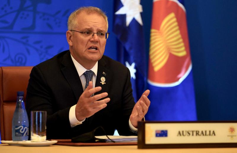 Prime Minister Scott Morrison attends the Association of Southeast Asian Nations (Asean) Australian Leaders Summit at the Parliament House in Canberra on Wednesday. (AFP PHOTO / AUSTRALIAN PRIME MINISTER'S OFFICE/ ADAM TAYLOR)