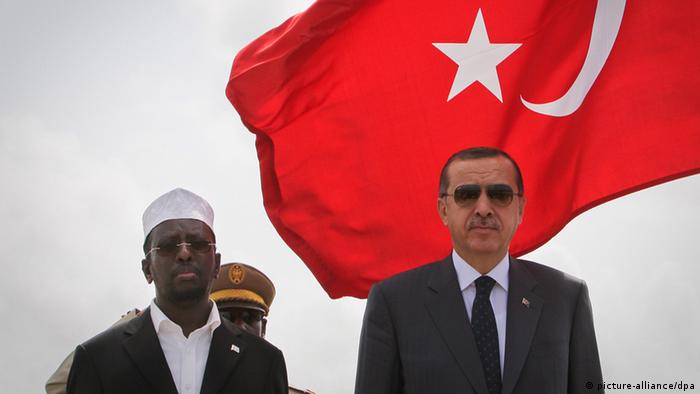 Turkish President Erdogan with Somali President Sheik Sharif Sheik Ahmed in Somalia