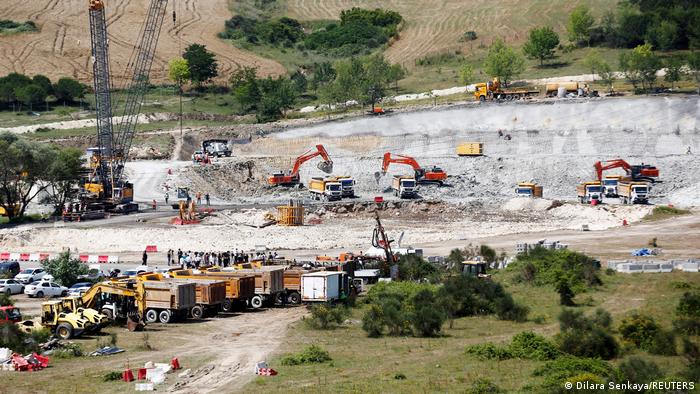 A construction site at the new Istanbul Canal near the Sazlidere Dam in Istanbul, Turkey