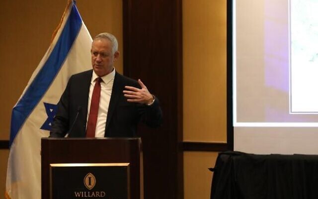 Defense Minister Benny Gantz in Washington, December 9, 2021. (Shmulik Almany/Defense Ministry) Defense Minister Benny Gantz in Washington, December 9, 2021. (Shmulik Almany/Defense Ministry)