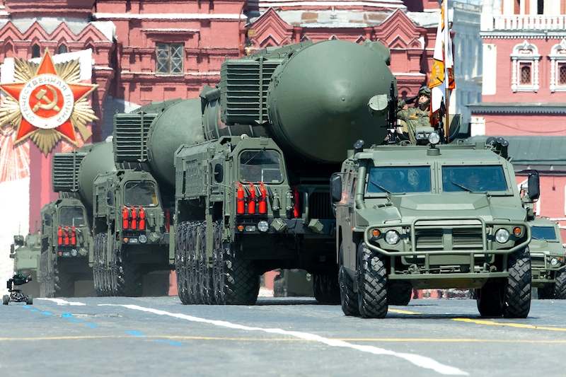 Russian RS-24 Yars ballistic missiles roll in Red Square during the Victory Day military parade marking the 75th anniversary of the Nazi defeat in Moscow on June 24, 2020. (Alexander Zemlianichenko/AP) Russian RS-24 Yars ballistic missiles roll in Red Square during the Victory Day military parade marking the 75th anniversary of the Nazi defeat in Moscow on June 24, 2020. (Alexander Zemlianichenko/AP)