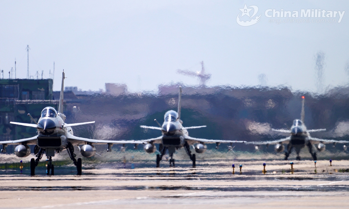J-10 fighter jets attached to a naval aviation brigade under the PLA Eastern Theater Command get ready to take off on February 20, 2021, kicking off their 2021 annual training.Photo:China Military J-10 fighter jets attached to a naval aviation brigade under the PLA Eastern Theater Command get ready to take off on February 20, 2021, kicking off their 2021 annual training.Photo:China Military