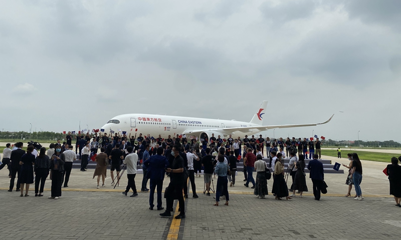 Airbus (Tianjin) widebody completion and delivery center A350 project inauguration and first aircraft delivery ceremony held in North China's Tianjin on Wednesday Photo: Tu Lei/GT