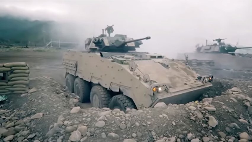 A screengrab from NCSIST footage showing two CM-34 IFVs during Taiwan’s annual ‘Han Kuang’ military exercises. The MND in Taipei revealed on 25 August that it has ordered 21 more of these IFVs. (National Chung Shan Institute of Science and Technology (NCSIST))