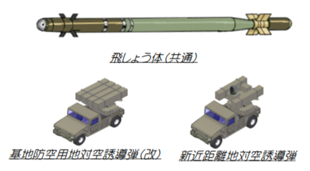 Tokyo plans to develop a new vehicle-mounted SAM system from FY 2021 for use by the JASDF (left) and the JGSDF (right). The missile is expected to be an improved variant of the SAM currently used by the JASDF to defend its airbases as well as the successor of the JGSDF’s Type 93 SAM.  (MoD)
