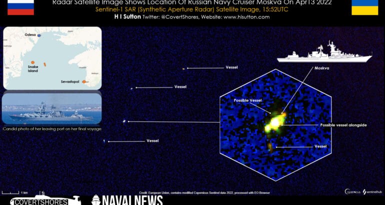 Satellite image shows Moskva sinking Satellite image shows Moskva sinking