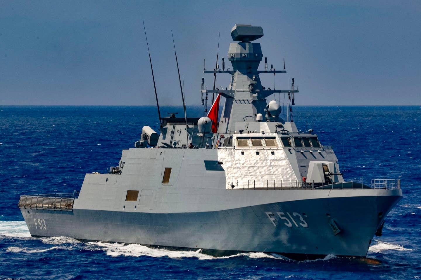 <em>Ada</em> class corvette TCG <em>Burgazada</em> (F-513) pictured in the Mediterranean Sea, August 26, 2020. <em>United States Navy image</em>